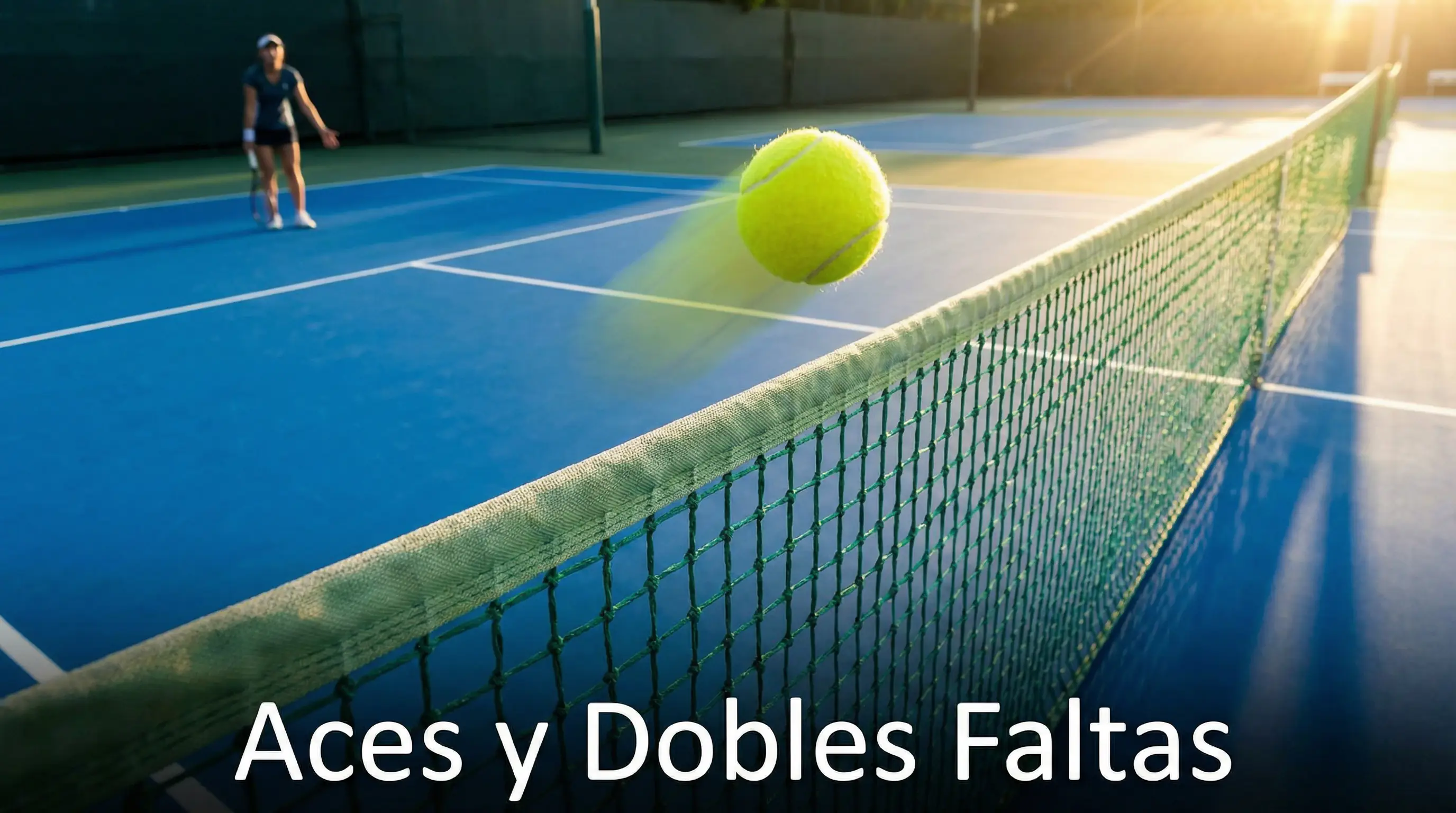 Pelota de tenis pasando la red a gran velocidad en un ace