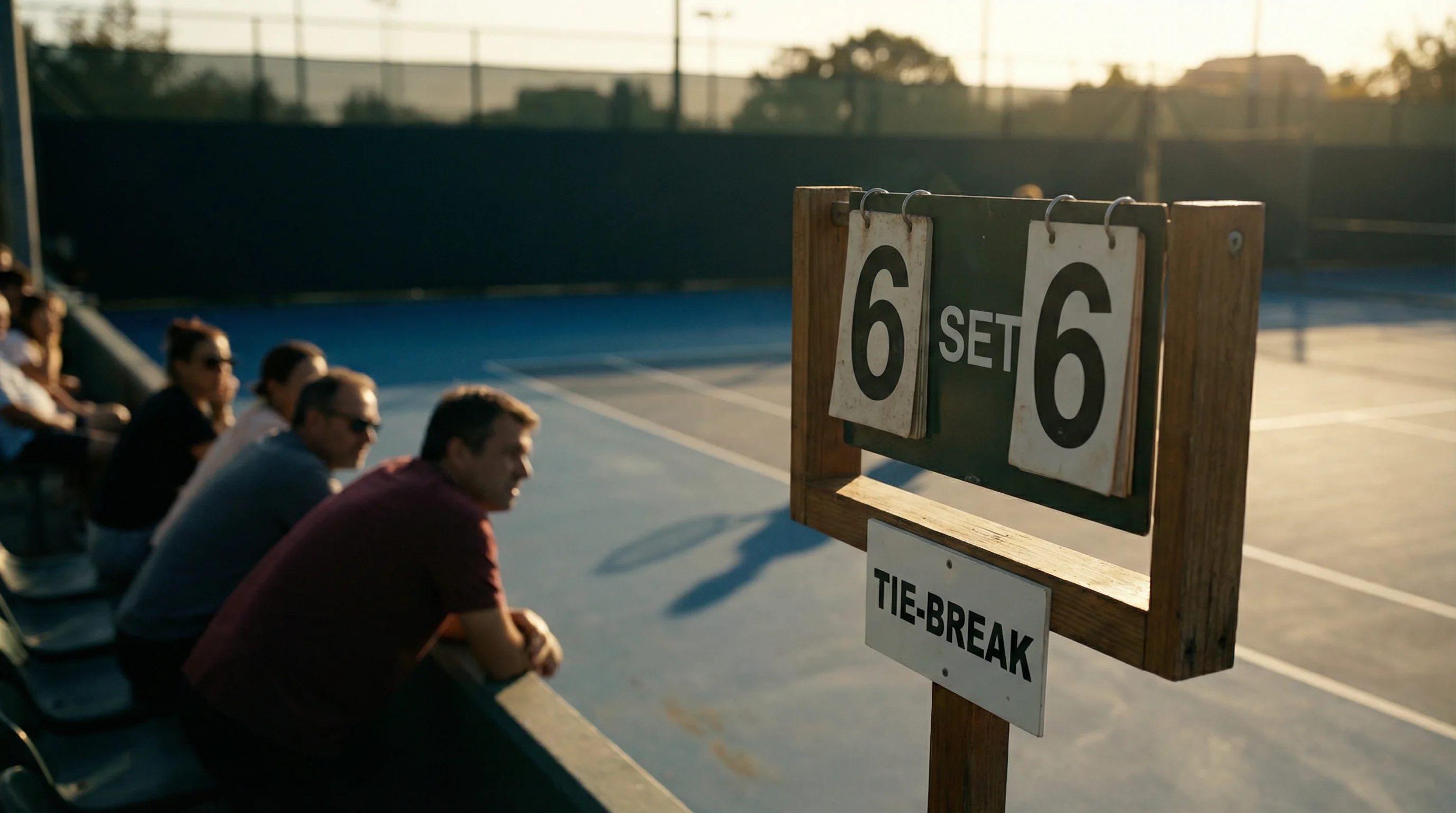 Marcador de tenis mostrando empate 6-6 antes de un tie-break