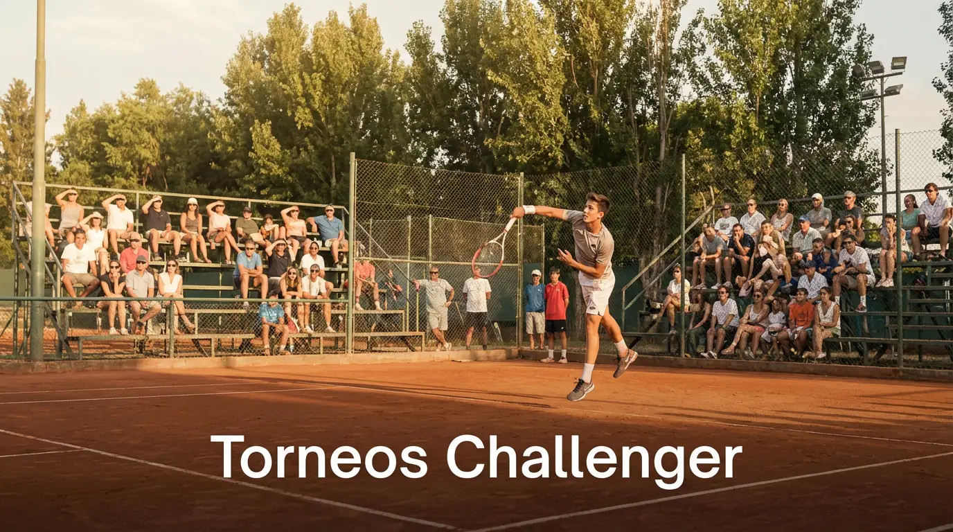 Partido de tenis en un torneo Challenger con gradas modestas