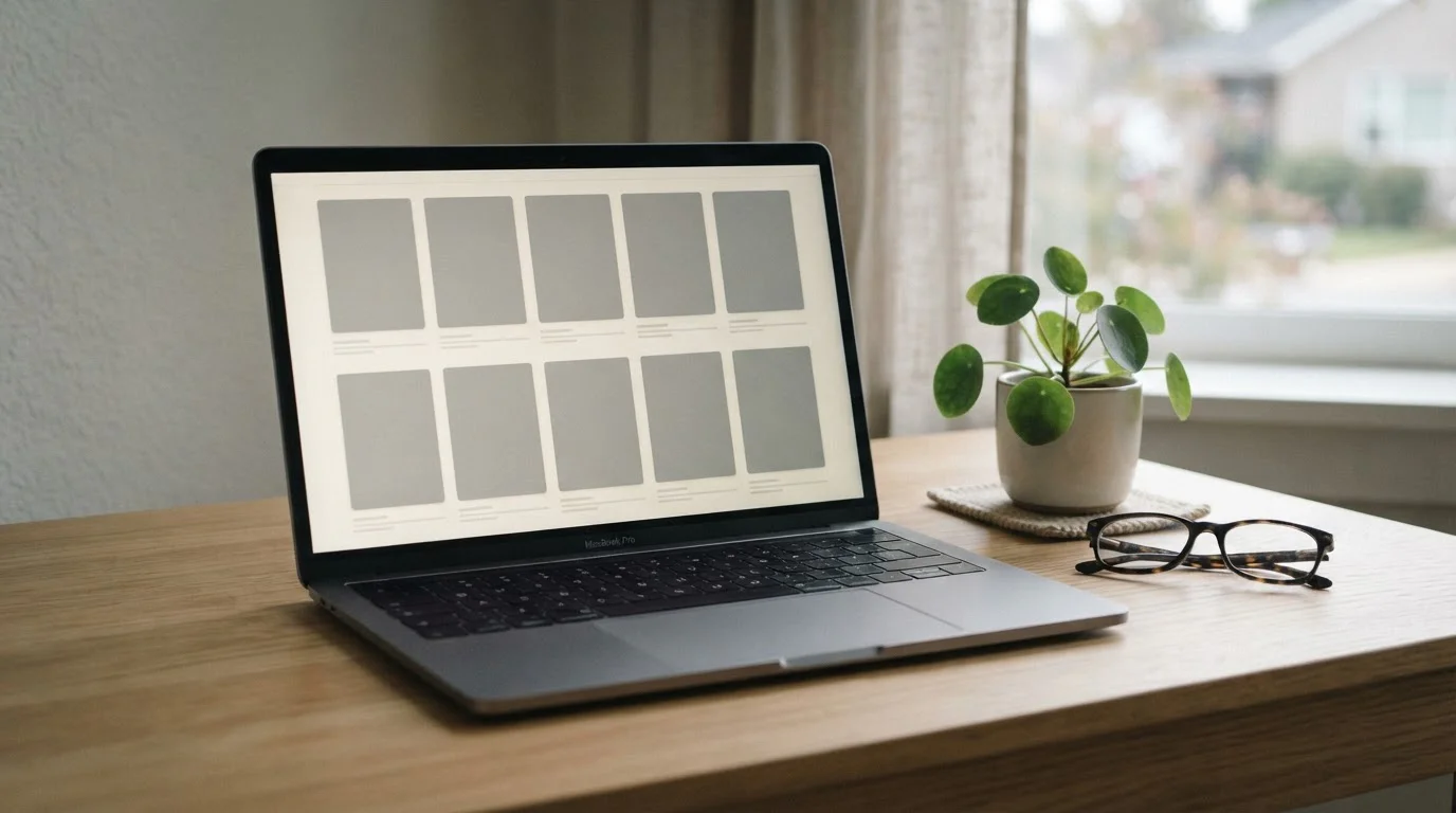 Pantalla de portátil con bloques neutros que representan operadores con licencia