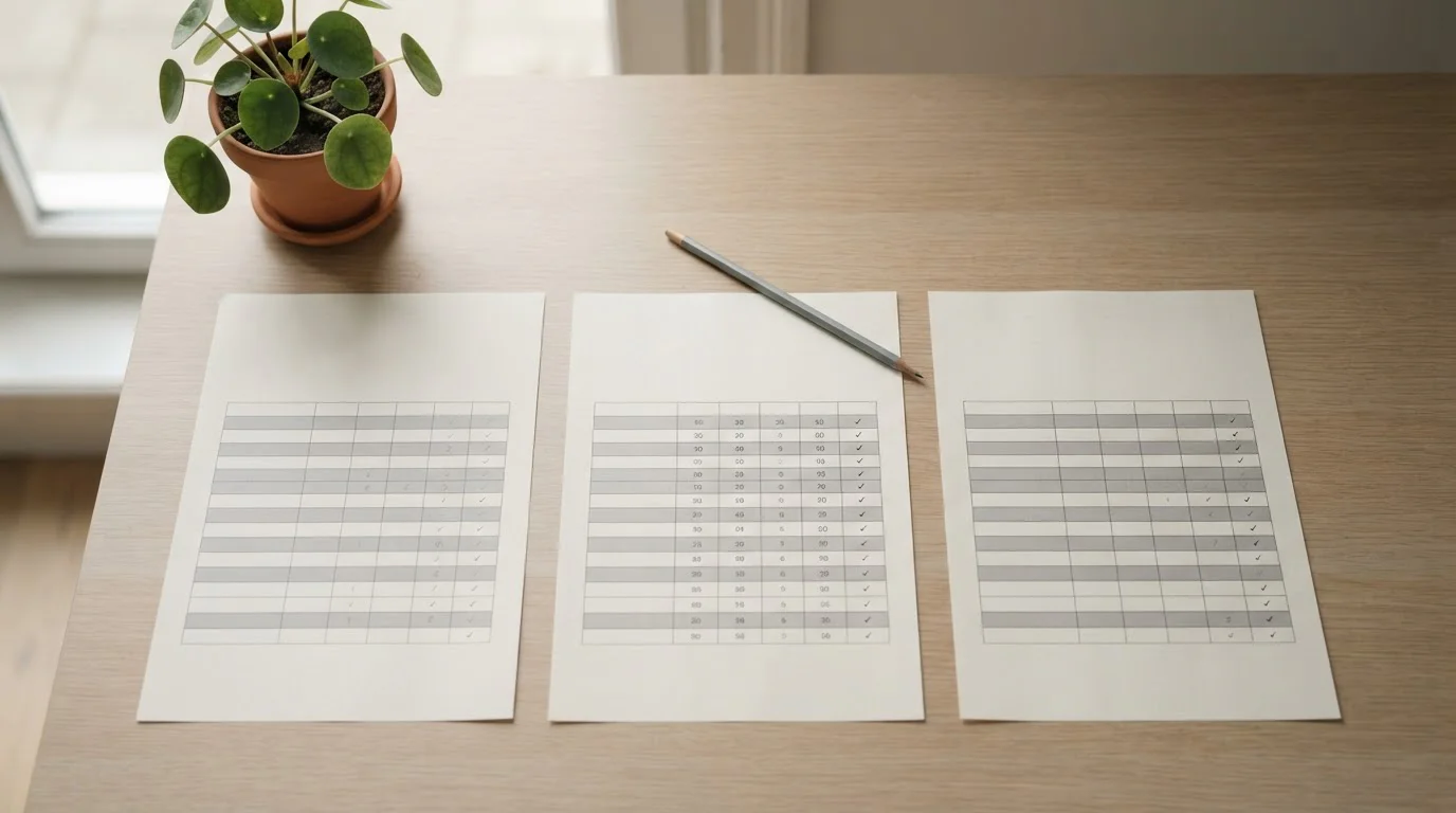 Mesa con documentos y tablas comparativas de operadores con licencia en España