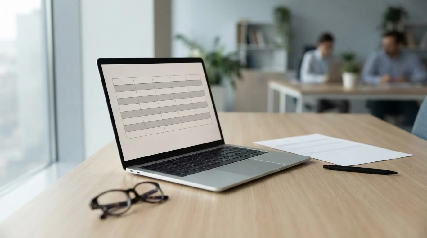 Pantalla de portátil con una tabla comparativa neutra de operadores con licencia