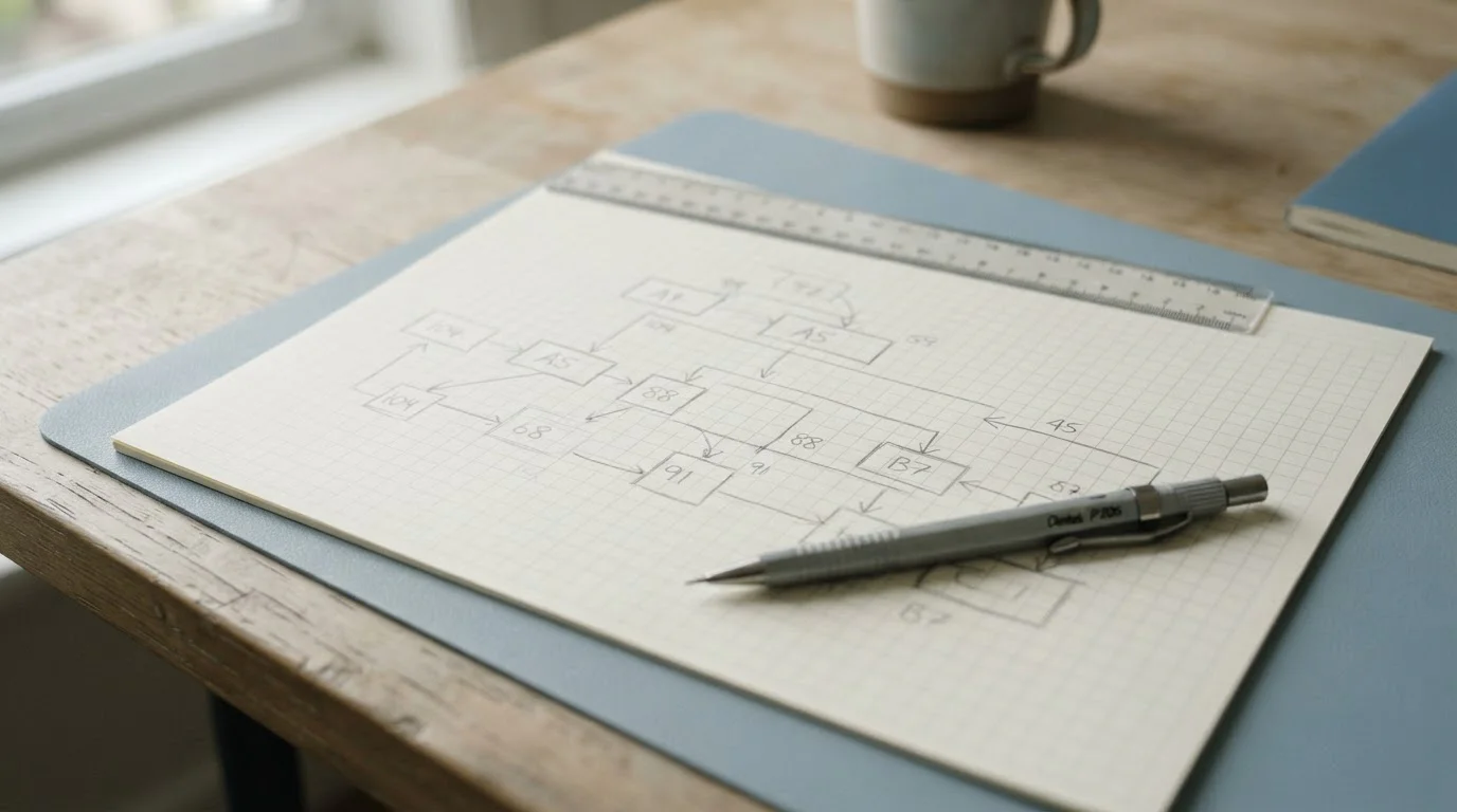 Diagrama a mano alzada con flechas y números explicando una liquidación