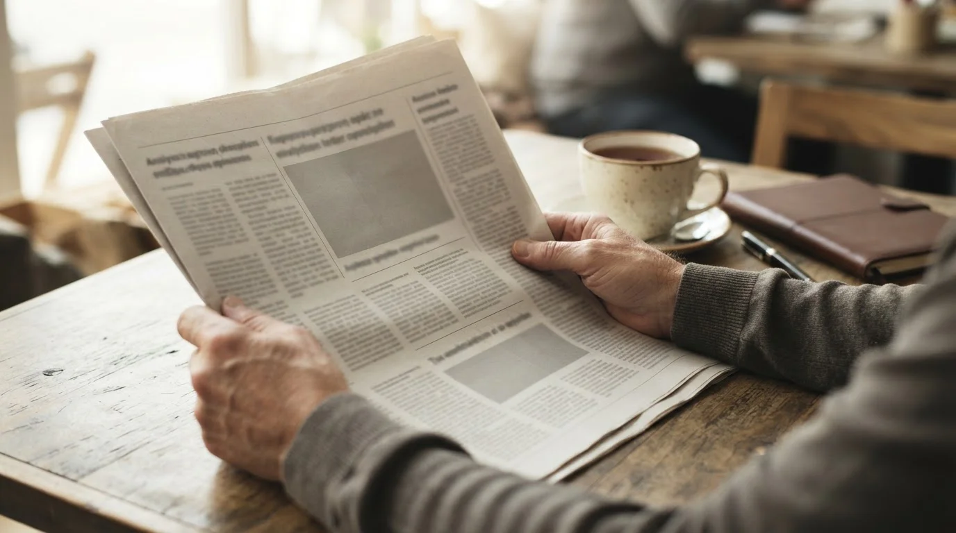 Manos sosteniendo un periódico abierto con columnas de análisis deportivo